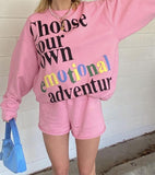 Fall Casual Print Oversize Sweater and Matching Shorts