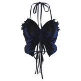 Woherb 2024 New Women's Sexy Hot Girl Pure Desire Wind Hanging Neck Tie Butterfly Small Vest-Outfit