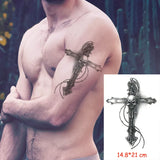 Temporary Tattoo Stickers Hands Together Peace Cross Fake Tatto Waterproof Tatoo Back Leg Arm Belly Big Size for Women Men