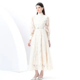 New High-End Heavy Industry Mesh Splicing Embroidery To Collect Thin French Elegant Lantern Sleeve