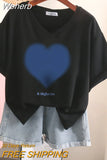 100% Cotton L-6XL T Shirt Plus Size Tshirt Short Sleeve Women Top Summer Heart Print Couple V Neck Oversized T Shirts-Outfit