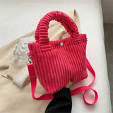 Fashion Corduroy Women's Bag 2022 Trend New Handbags Niche Versatile Bucket Shoulder Bags Female Nylon Button Crossbody