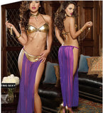 Style Plus-Size Sexy Underwear Suit Sexy Purple And Gold Belly Dance Performance Uniform Three-Piece Suit-Outfit