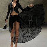 Spring And Summer Minit Design Irregular Lace Splicing Chicken Eye Strap Low-Rise Hottie Dark Solid Body