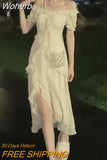 2 Piece Dress Set Woman Casual Long Sleeve Crop Tops + Elegant Solid Strap Midi Dress Party Korea Fashion Suit 2023 Summer-Outfit