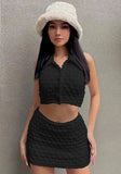 Sweet Asymmetrical Sleeveless High Waist Solid MiniTwo Piece Skirt