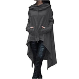 Irregular Hem Hoodies Causal Plus Size Sweatshirt Cloak Fashion Drawstring Pocket Oversize Female Hooded