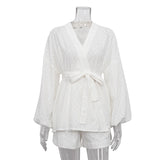 Woherb Wind Fall 2023 New French Jacquard Lace Design Sense Niche Women's Fashion Casual Suit-Outfit