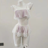 Summer New Sexy Lace Pajamas Women Pure Desire High-End Transparent Printing Home Three Sets Of
