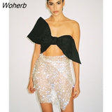 Sexy Skirt For Women Clothes High Fashion Night Club Party Y2k Accessories White Cover Ups See Through Mesh Mujer Faldas-Outfit