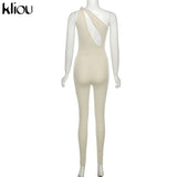 Kliou One Shoulder Sexy Cut Out Rompers Womens Jumpsuit 2021 Streetwear Solid Backless Active Wear Skinny Slim Jumpsuits