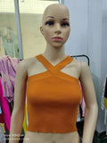 Woherb Cross Hanging Neck Knit Sling Small Vest Bare Back Tight Show Thin Bandage Wipe-Outfit