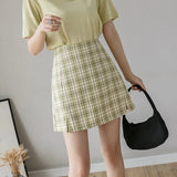 Plaid Women Mini Skirt Summer Sexy High Waist Chic A Line Preppy Style Girls Dance Skirt Causal Zipper Slim Kawaii