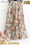 Women Summer Chiffon Floral Print Skirt High Waist A-line Elegant Skirts Beach Many Colors Mid-length Skirt QT1615-Outfit
