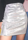 Silver Sexy Mid Waist Mini Pencil