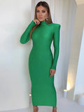 2021 Women Long Sleeve Autumn Winter Stretchy Midi Bodycon Loose Fashion Streetwear Casual New Year Solid Dress-Outfit