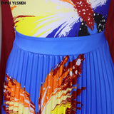 Pleated Skirt Set Summer Clothes African Dresses For Women Club Outfits Dashiki Ankara Party Robe Femme Africa Clothing-Outfit