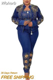 Piece Set Africa Clothing African Dresses for Women Dashiki Diamonds Two Piece Set Bra +Top+ Pants Famous Suit African Clothes-Outfit