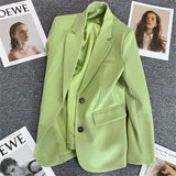 Green Suit Jacket Woman 2025 Spring And Autumn New Leisure Temperament High-End Sense Fried Street Small Suit Suit