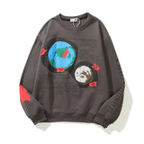 Streer O Neck Graffiti Letter Foam Kanye Hoodies Mens Oversize Fleece Hip Hop Casual Sweatshirt Loose Harajuku Baggy