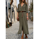 Women Shirt Style Street Fashion OL Dress Plus Size Party Sexy Split Dresses Casual Loose Vestidos Sundress No