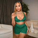 Kliou Mesh Patchwork Two Piece Set Women Sexy Solid Deep V-Neck Crop Tops+ See Through High Waist Skinny Female Matching