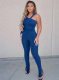Ribbed Irregular Bodysuit and Pants 2 Piece