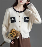Woherb Fragrant Wind Bump Color Knit Sweater Cardigan Coat Woman Korean Version Temperament Loose And Sweet Soft Waxy Sweater Woman-Outfit