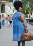 Spring Blue Jeans Ripped Long Plus Size Denim Vest