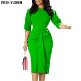 Summer Midi Dress African Dress for Women Sexy Daily Elegant Long Bodycon Dresses Plus Size Fold Robe Femme African Clothes-Outfit