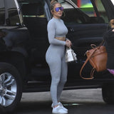 Kliou fashion tracksuit women turtleneck full sleeveless crop top+leggings matching set stretchy sporty fitness casual