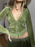 vintage velvet tracksuit set with zip and