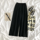 Women Sets Colorful Striped T-shirt Simple Elastic-waist Wild-leg Loose Long Trousers Student Korean Style Casual Comfortable-Outfit