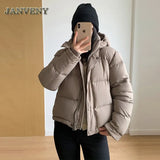 2022 New Winter Fashion Hooded Warm Fluffy Short Jacket Women Thickened Loose Waterproof 90% White Goose Down Bread