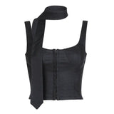 Babes Low-Neck Chest-Shaped Neck Invisible Buckle Vest 2025 Autumn And Winter Solid Color