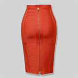Quality Black Red Blue Orange Zipper Bodycon Rayon Bandage Skirt Day Party Pencil