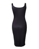 Figure Print Sleeveless U-Neck Bodycon Dress Women Spring Summer High Waist Slim Sheath Mini Dress-Outfit