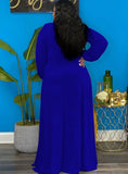 Plus Size V-neck Long Sleeve Slit Maxi