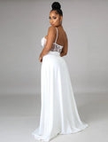 Formal Strap Patchwork See Through Belted Cape