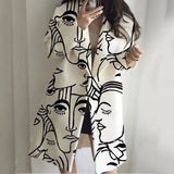 New 2025 Autumn Women's Long-Sleeved Collar Coat Prints The Long