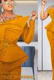Two Piece Set Africa Clothing African Clothes Plus Size African Dresses for Women 2023 Summer Outfits Mesh Bead Tops Pants Set-Outfit
