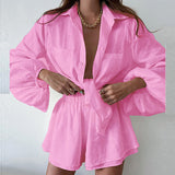 Women's Casual Fashion Sleek Sleeker Shorts Shirt Set In Summer