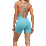 Woherb Sha New No Embarrassment Line Tight Yoga Pants Back Hollow Body Training Fitness Sports Jumpsuit-Outfit