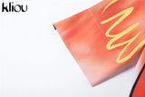 Kliou Gradient Print Foot Pants Women Fashion Medium Waist Body-Shaping Aesthetic Color Match Legging Streetwear Female
