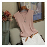 The Summer Of 2025, Women Wear A Vest Wearing A T-Shirt With A Tight-Fitting Knitted Top Loose Large-Size