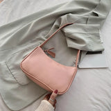 Simple Underarm Bags Fashion Purse PU Leather Women Handbags Totes Solid Elegant Female Retro Shoulder Bags For Women
