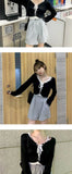 Tshirt Women T Shrit Wave Side Lace-up Cardigan Top Korean Autumn Repair Body Short Long-sleeved T-shirt Harajuku