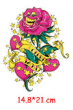 Pink Bloom Rose Water Transfer Fake Tattoo Stickers Women Body Chest Art Temporary Waist Bracelet Flash Tatoos Flower For