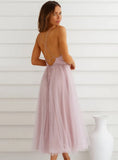 Sexy Deep V-neck Straps Backless A-line Mesh Party
