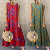 Polka Dot Maxi Dress Women's Sundress 2022 ZANZEA Casual Sleeveless Tank Vestidos Female O Neck Party